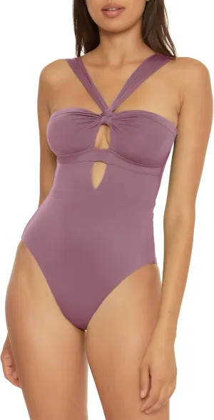 BECCA Women's Standard Color Code Convertible Bandeau One Piece Swimsuit, Asymmetrical Straps, Bathing Suits