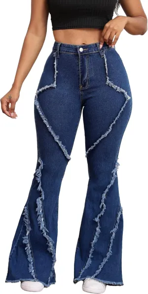 Bell Bottom Jeans for Women Ripped High Waisted Classic Flared Pants