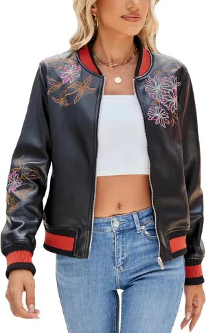 Bellivera Women's Faux Leather Casual Jacket 2025 Spring Trendy Motorcycle Outfits Lightweight Classic Coat