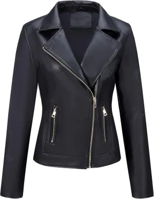 Bellivera Women's Faux Leather Casual Jacket 2025 Spring Trendy Motorcycle Outfits Lightweight Classic Coat