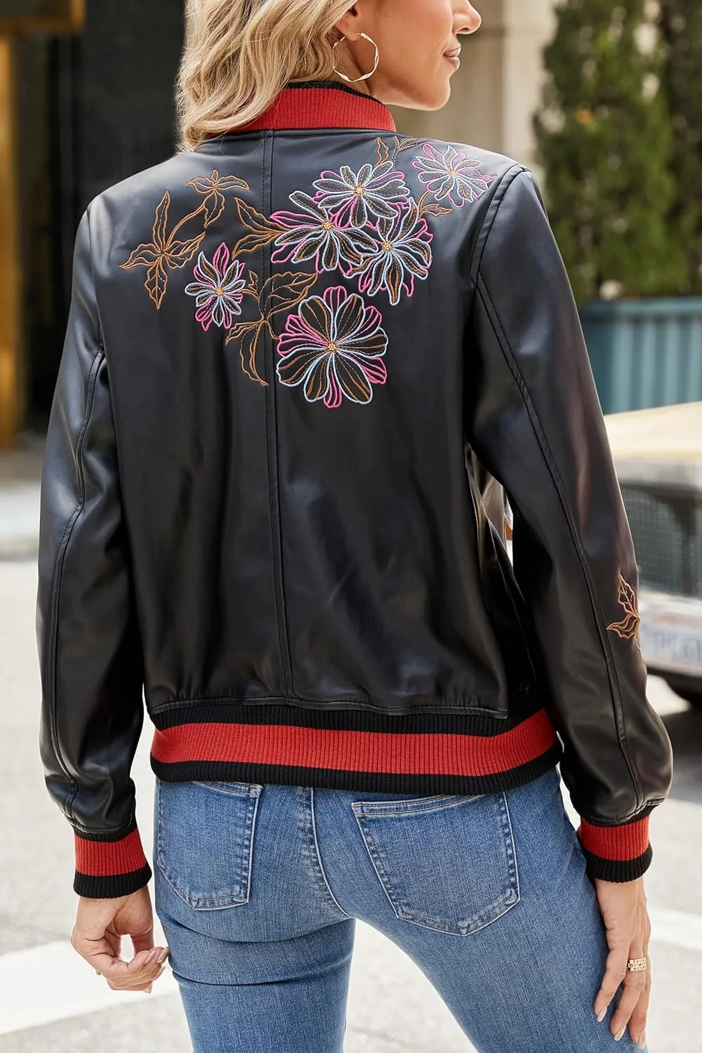 Bellivera Women's Faux Leather Casual Jacket 2025 Spring Trendy Motorcycle Outfits Lightweight Classic Coat