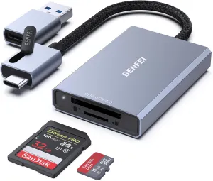 BENFEI SD 4.0 Card Reader, USB-C/USB-A 2-in-1 Memory Card Reader, for SDXC, SDHC, SD, MMC, RS-MMC, Micro SDXC, Micro SD, Micro SDHC Card, UHS-II, and UHS-I Cards