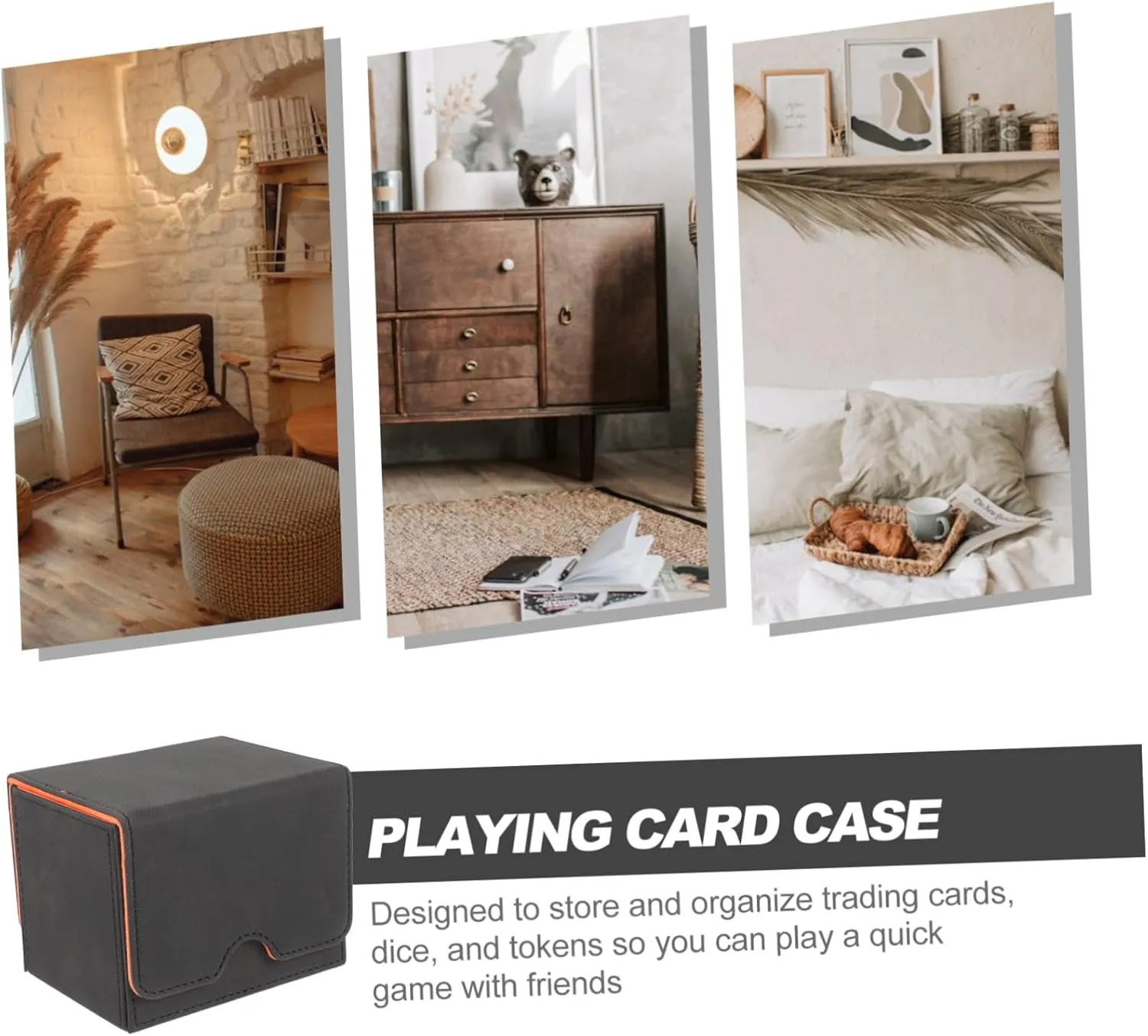 BESPORTBLE 3pcs Decks Card Pu Organizer Playing Game Cards Holder Storage Case for Black Game