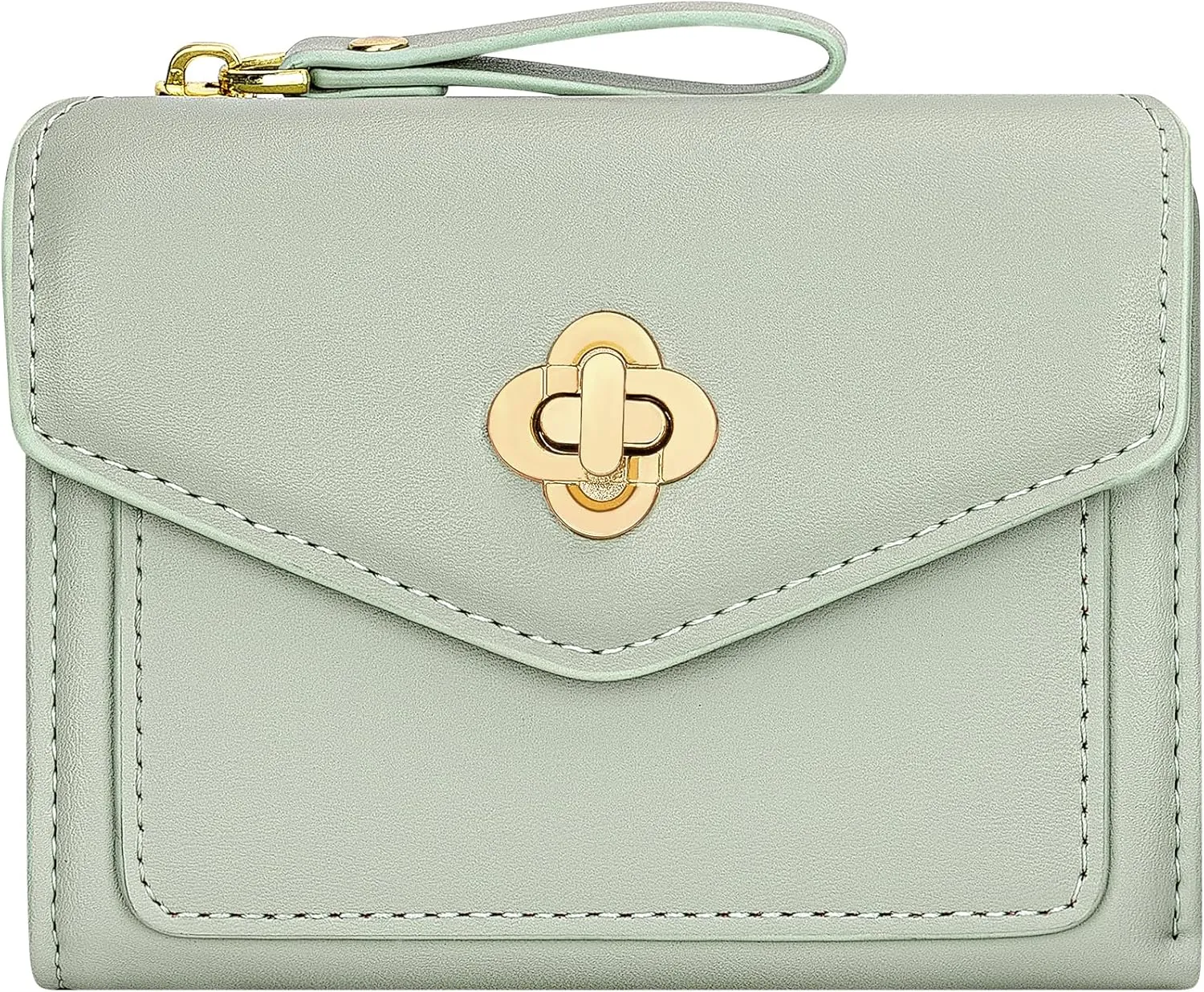 BIAOTIE Small Wallet for Women Leather Bifold Pocket Wallet RFID Blocking Credit Card Holder Cute Purse with Zipper Coin Pocket (Green)
