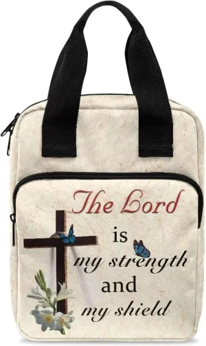 Bible Carrying Cover Scripture Handbag Bible Protective with Handle and Zippered Pocket Church Case for Women