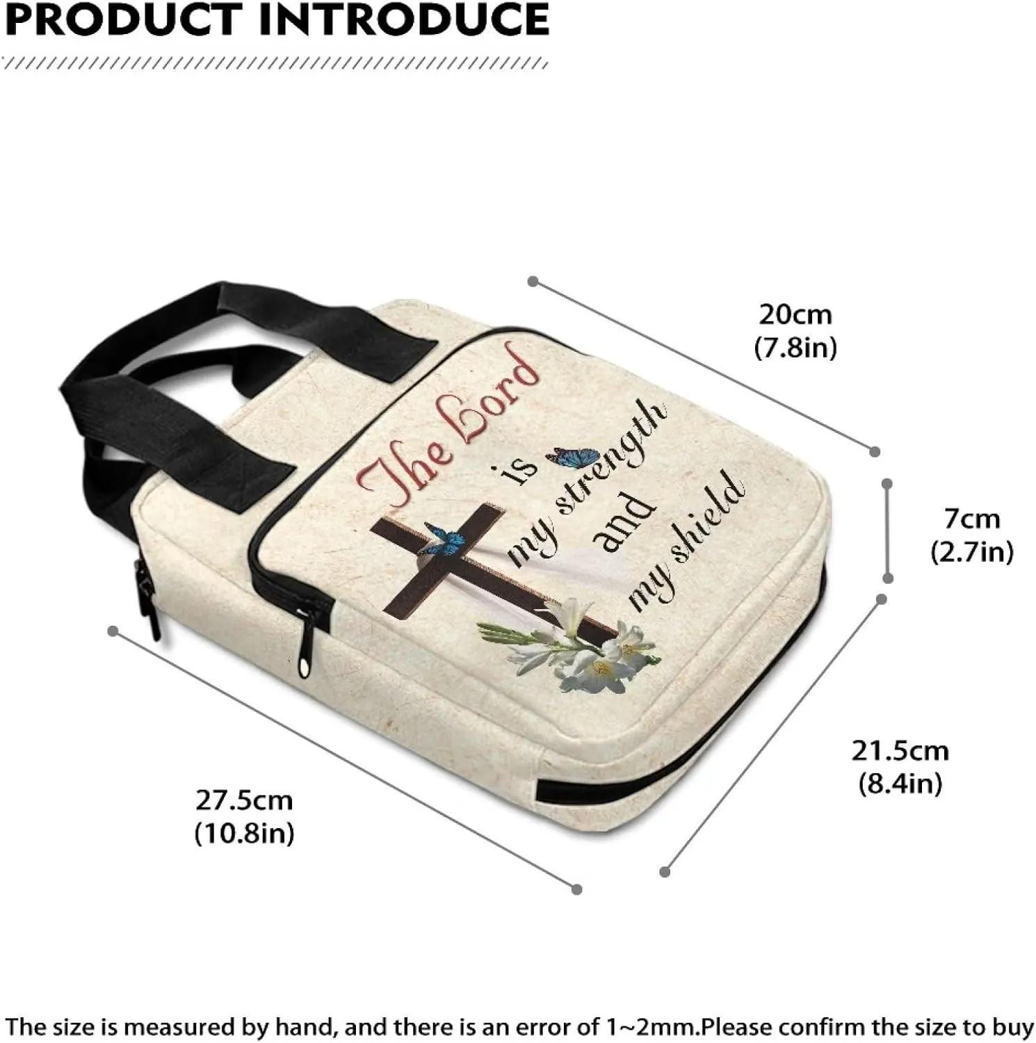 Bible Carrying Cover Scripture Handbag Bible Protective with Handle and Zippered Pocket Church Case for Women