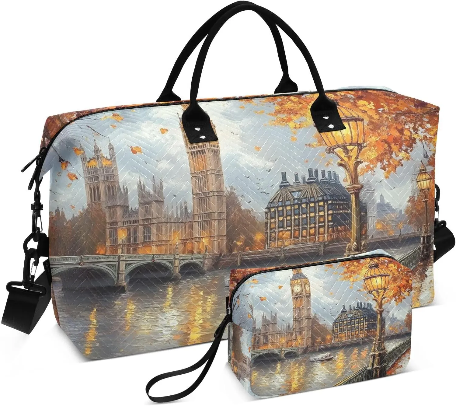 Big Ben Fall Landscape Duffel Bag for Traveling, Travel Bag Gym Bag, with Multiple Interior Pockets Shoulder Weekender Bag for Women Men with Toiletry Bag 20.5L x 1.9W x 13.8H