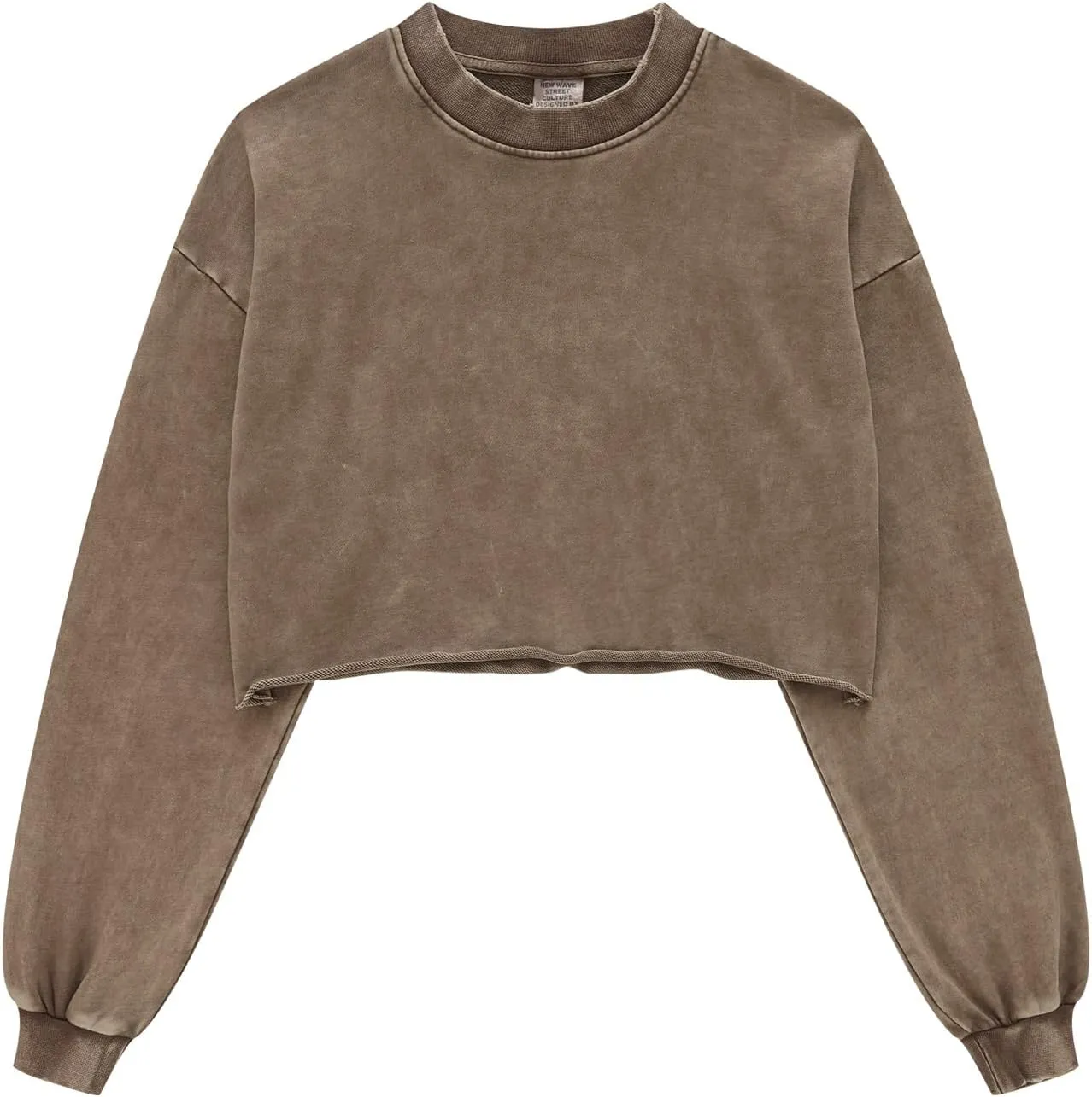 BINTEHGS Acid Wash Cropped Sweatshirts for Women Vintage Crewneck Sweatshirt Long Sleeve Crop Top Workout Hoodies Pullover