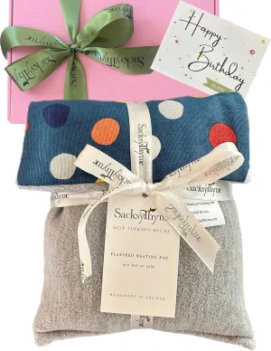 Birthday Gift Set - Hot Therapy Heating Pad- Luxury Happy Birthday Gift Set for Women, Unique Women's Gift Basket, Card for Personalized Message, 12 x 7
