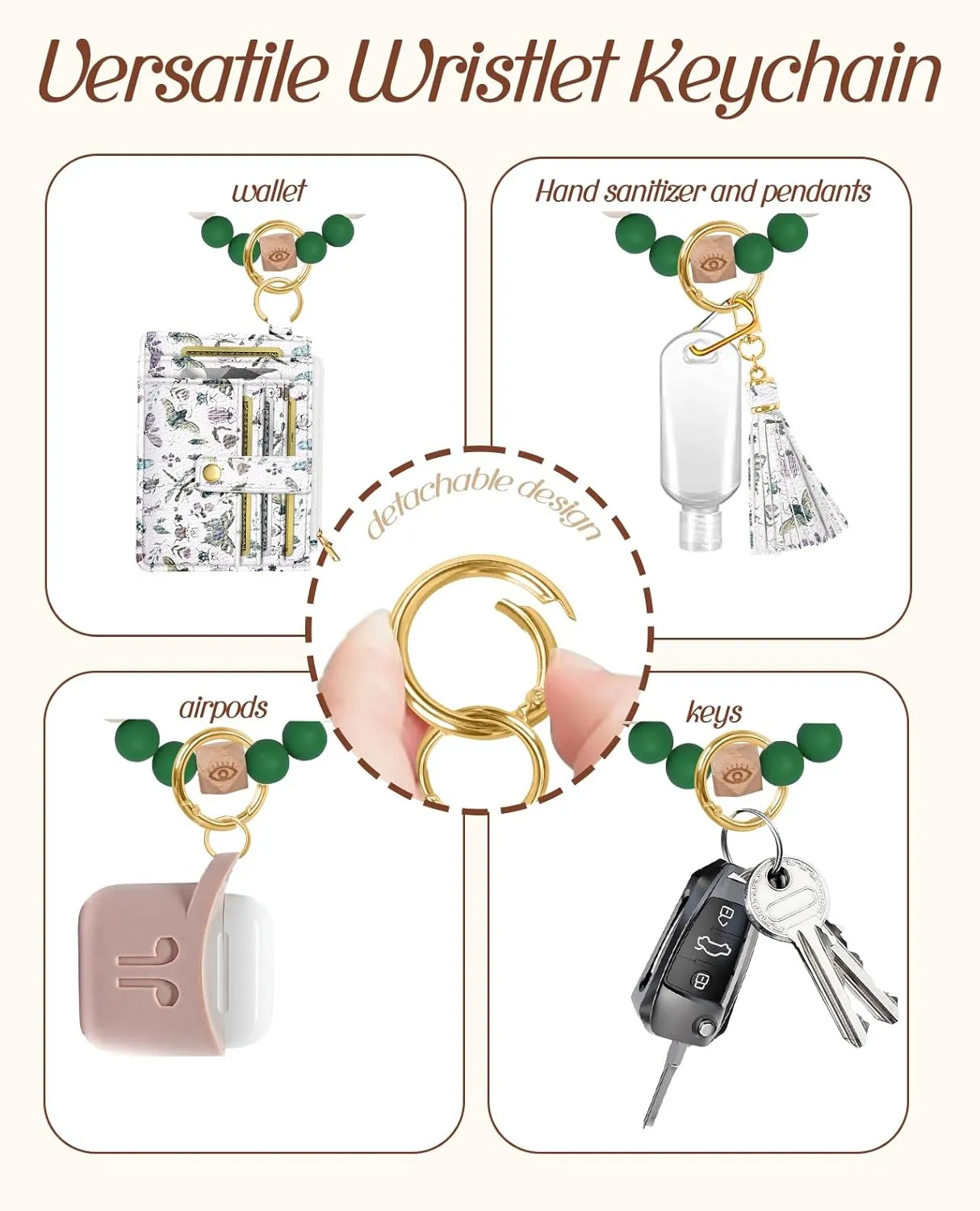 Bistup Wallet Keychain Wristlet for Women - Credit Card Holder Wallets Key Chain Ring Cute Design Slim Small RFID Coin Pocket Purse for Ladies Teen Girls Fashion Insect