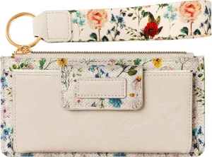 Bistup Wristlet Wallets Women - Cute Leather Ladies Teen Girls Credit Card Holder Keychain Large Capacity Flower Floral Rfid