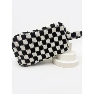 Black Checker Cosmetic Bag