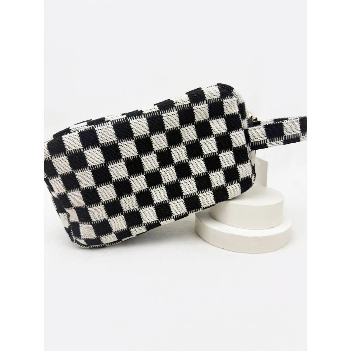 Black Checker Cosmetic Bag