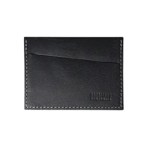 Black Leather Card Sleeve Wallet With Grey Stitching