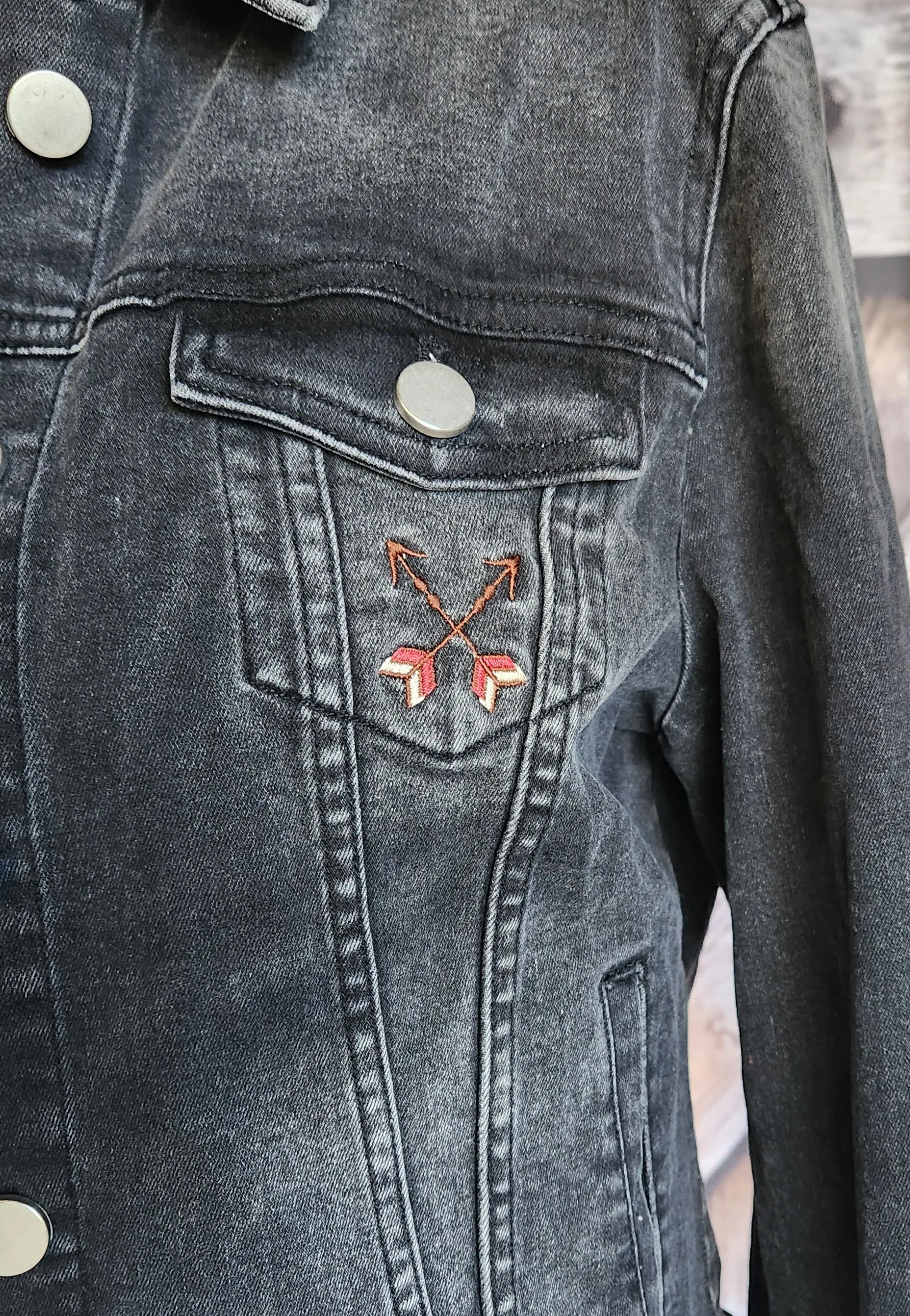Black wash denim jacket