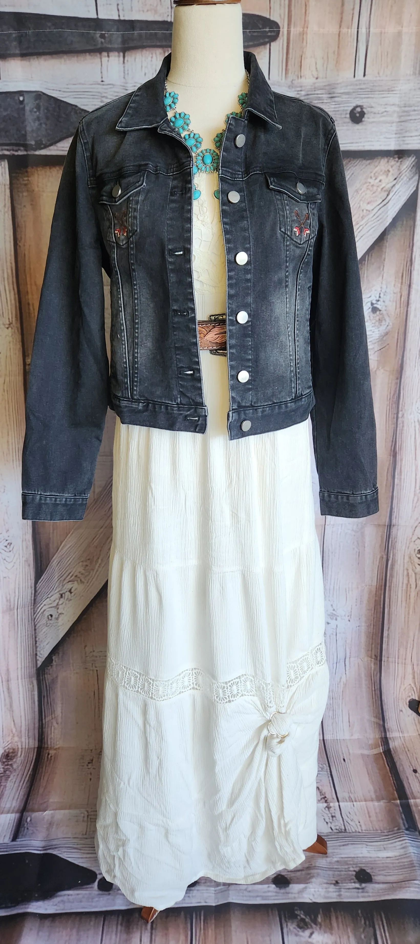 Black wash denim jacket