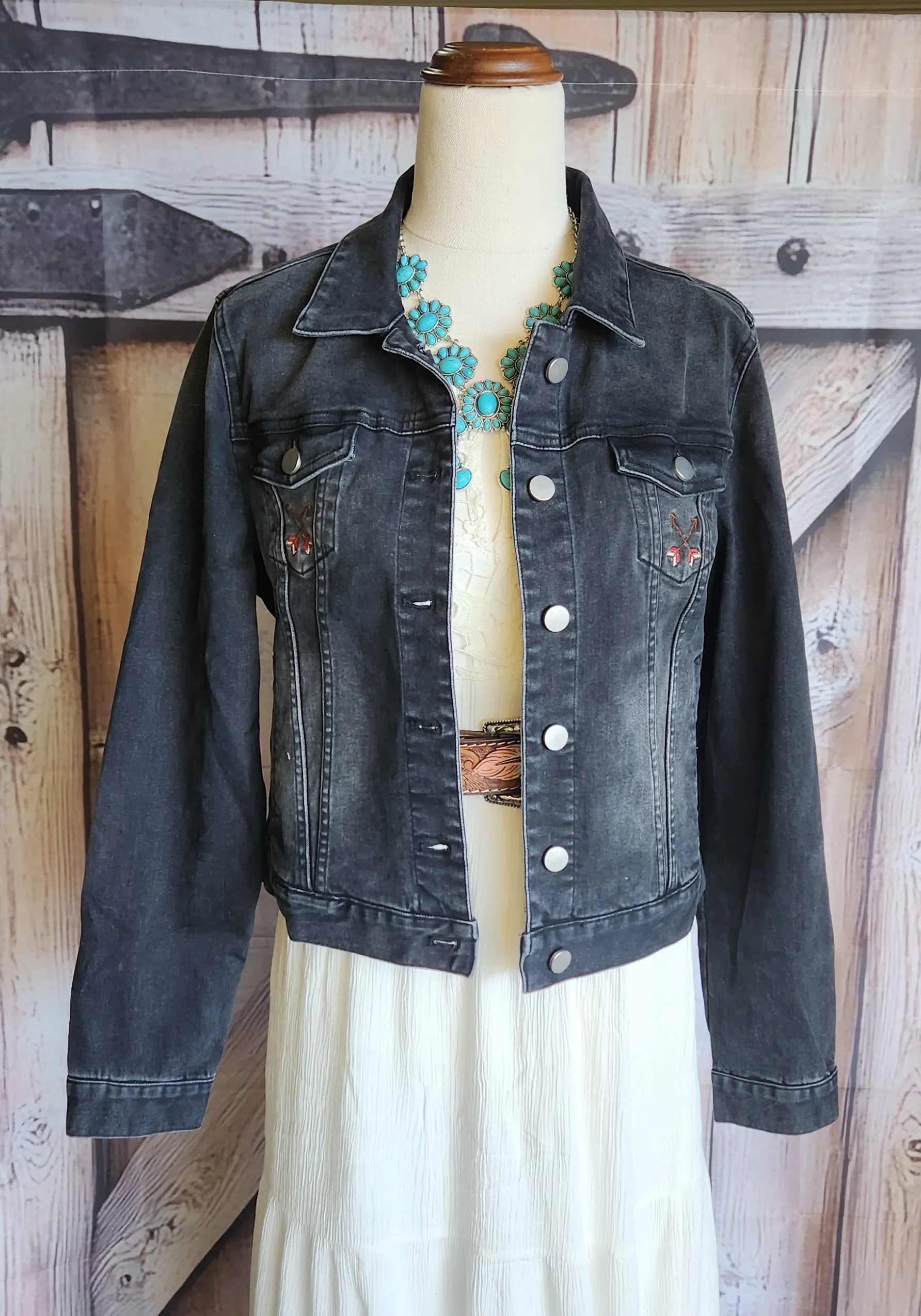 Black wash denim jacket