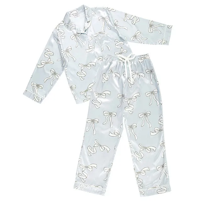 Blue Bow Long Sleeve PJ Set