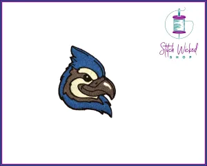 Blue Jay Head, Fully Embroidered Patch