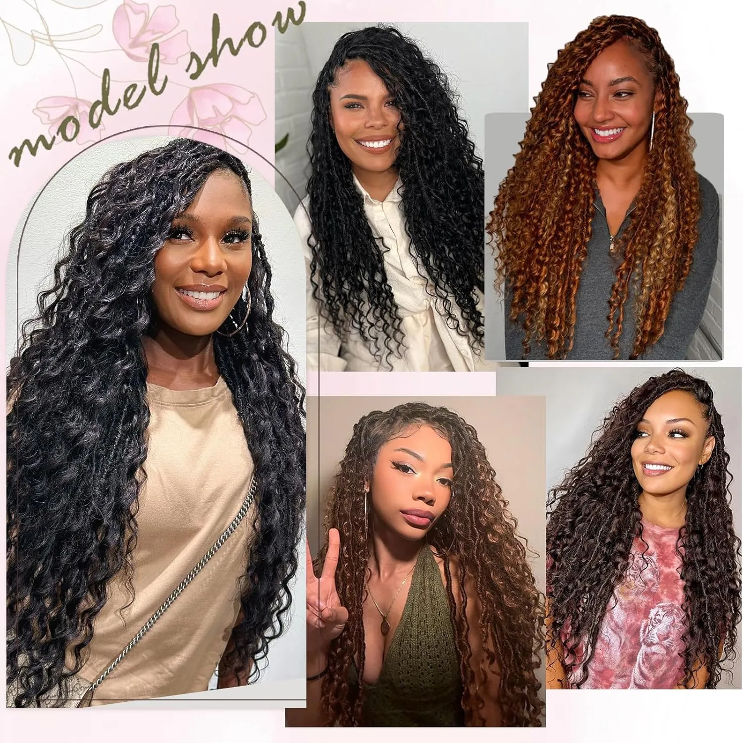 Boho Faux Locs Crochet Hair 9 Packs Long Goddess locs 24 Inch Boho Soft Locs With Curly Ends Pre Looped Bohemian River Loc Crochet Hair For Women (24 inch,#350)