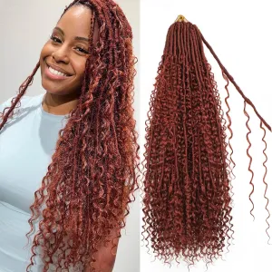 Boho Faux Locs Crochet Hair 9 Packs Long Goddess locs 24 Inch Boho Soft Locs With Curly Ends Pre Looped Bohemian River Loc Crochet Hair For Women (24 inch,#350)