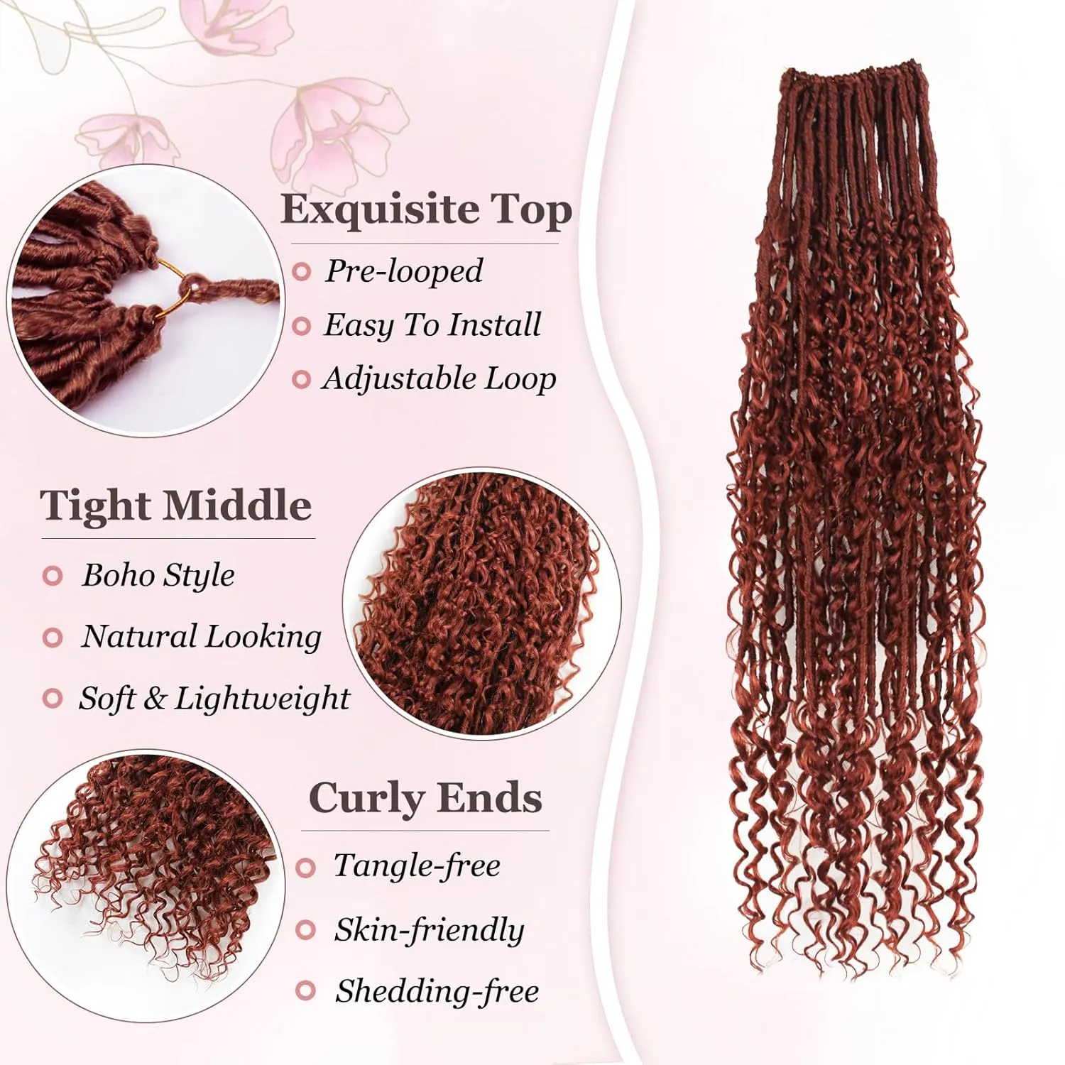 Boho Faux Locs Crochet Hair 9 Packs Long Goddess locs 24 Inch Boho Soft Locs With Curly Ends Pre Looped Bohemian River Loc Crochet Hair For Women (24 inch,#350)
