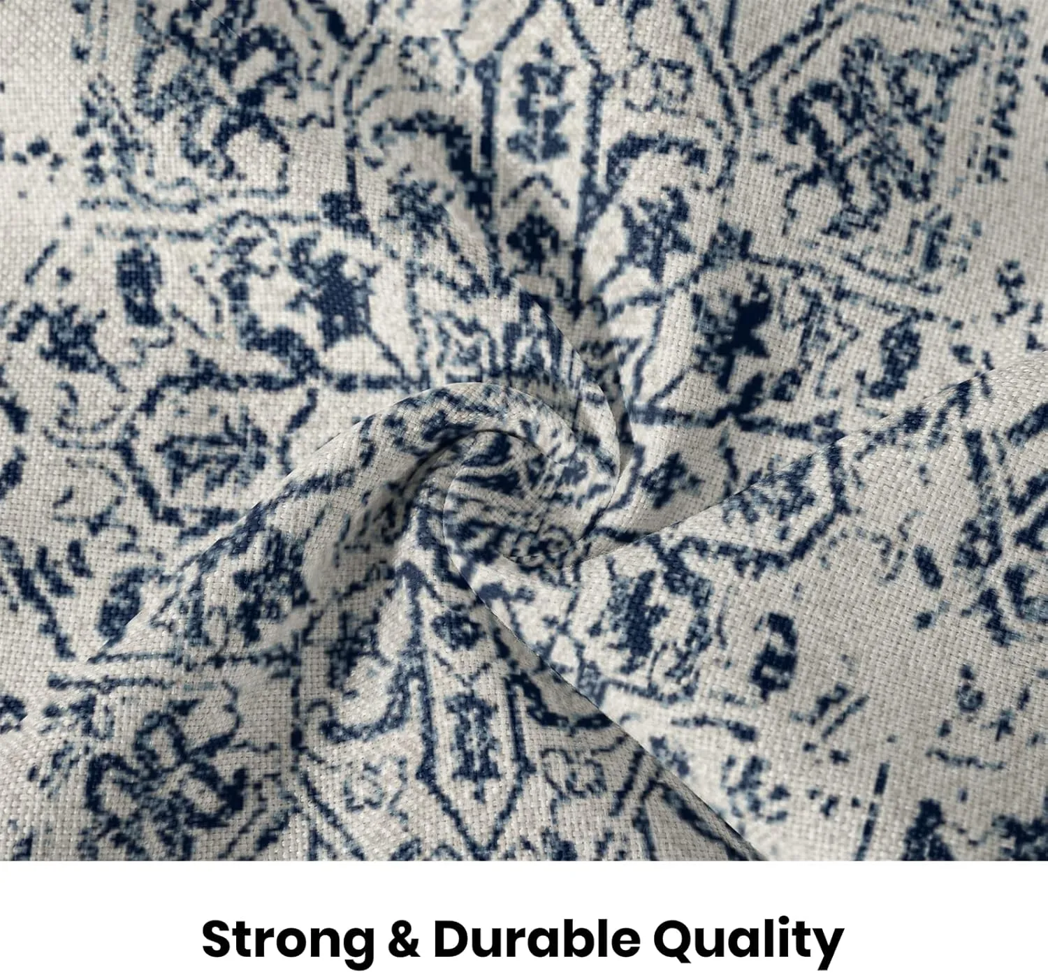 Boho Pillow Covers 20x20 Set of 2, Ethnic Design Decorative Throw Pillows Linen Blue Carpet Pattern Farmhouse Cushion Pillow Covers for Sofa Couch Outdoor Decor
