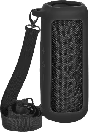 Boobowl Silicone Case Compatible with JBL FLIP 7 Bluetooth Speaker, Portable Cover for JBL Wireless Speaker, Travel Carrying Bag with Detachable Shoulder Strap (Box Only)-Black