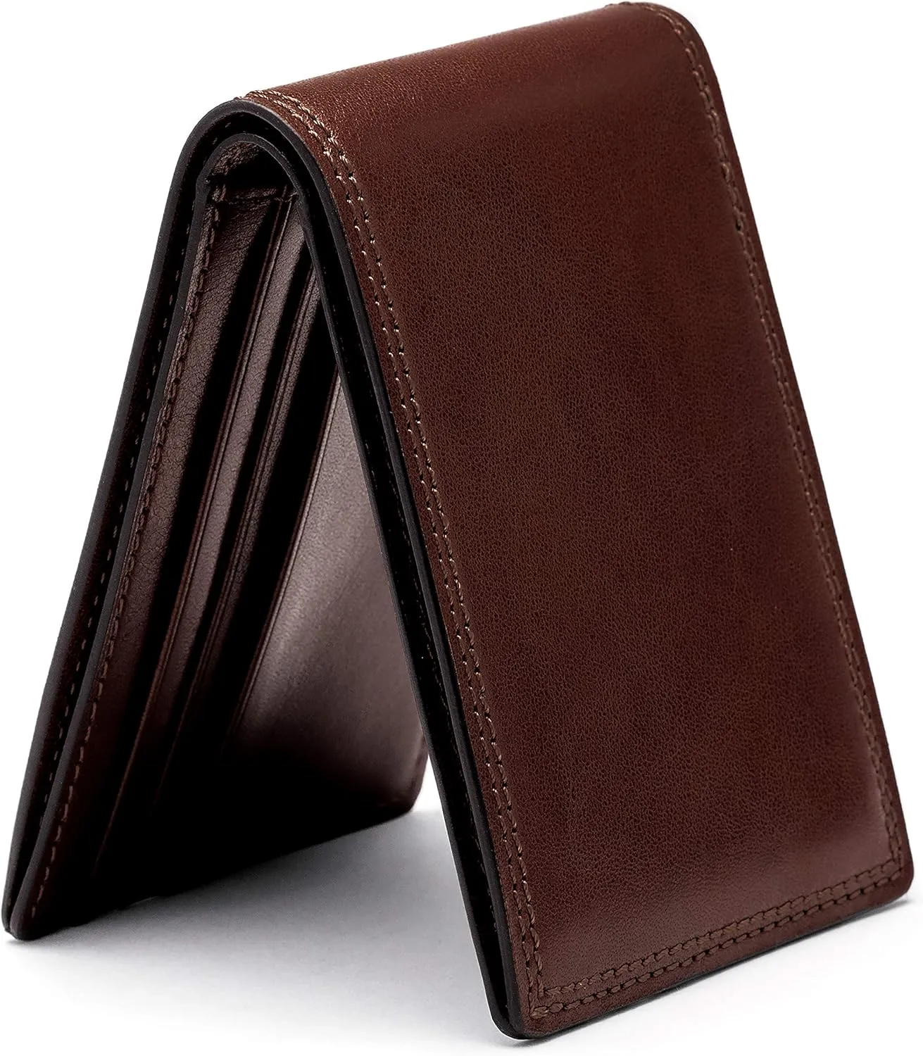 Bosca Men’s Wallet, Dolce Leather Slim Bifold Wallet, Dark Brown