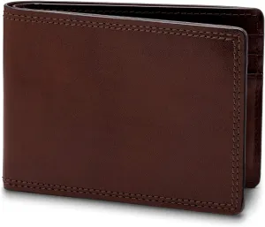 Bosca Men’s Wallet, Dolce Leather Slim Bifold Wallet, Dark Brown