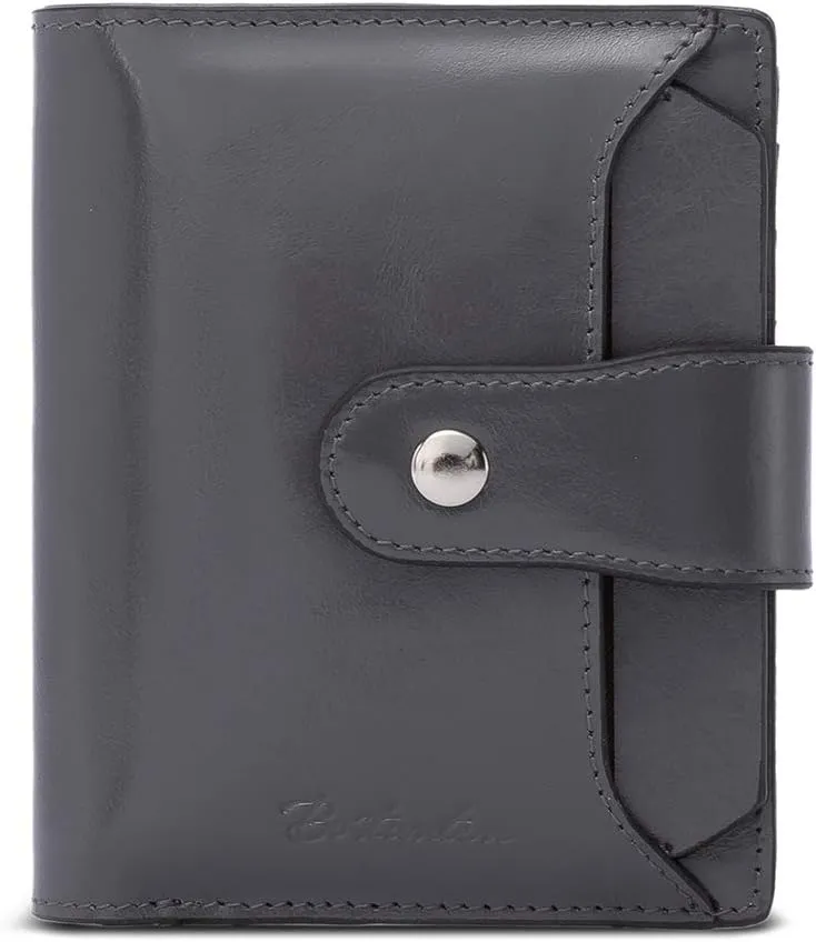 BOSTANTEN Women Leather Wallet RFID Blocking Small Bifold Zipper Pocket Wallet Card Case Purse with ID Window