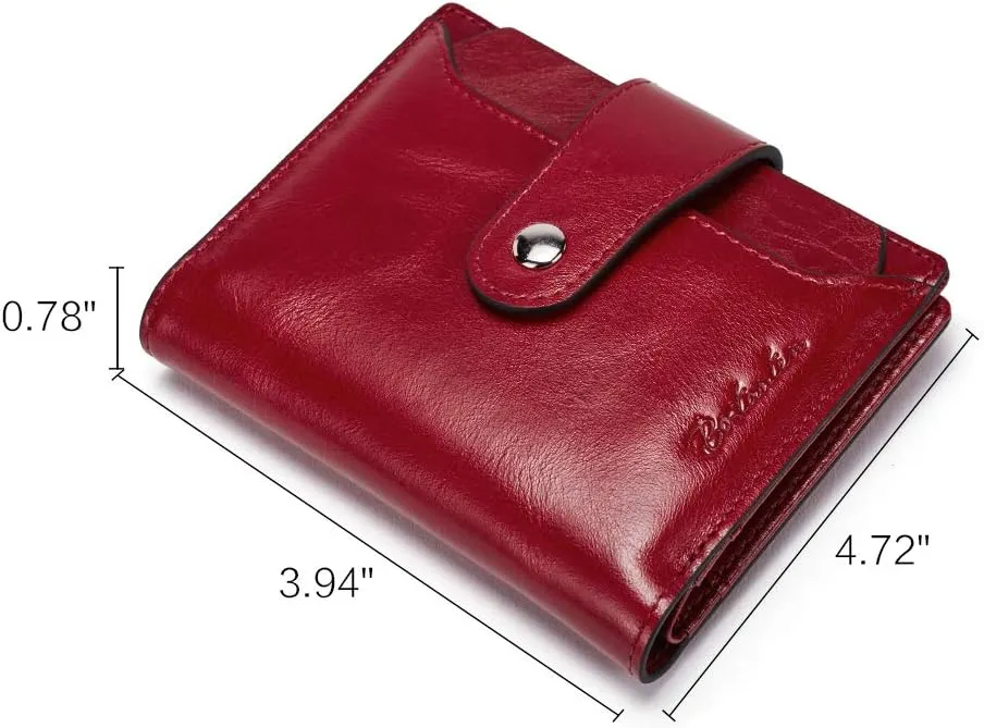 BOSTANTEN Women Leather Wallet RFID Blocking Small Bifold Zipper Pocket Wallet Card Case Purse with ID Window