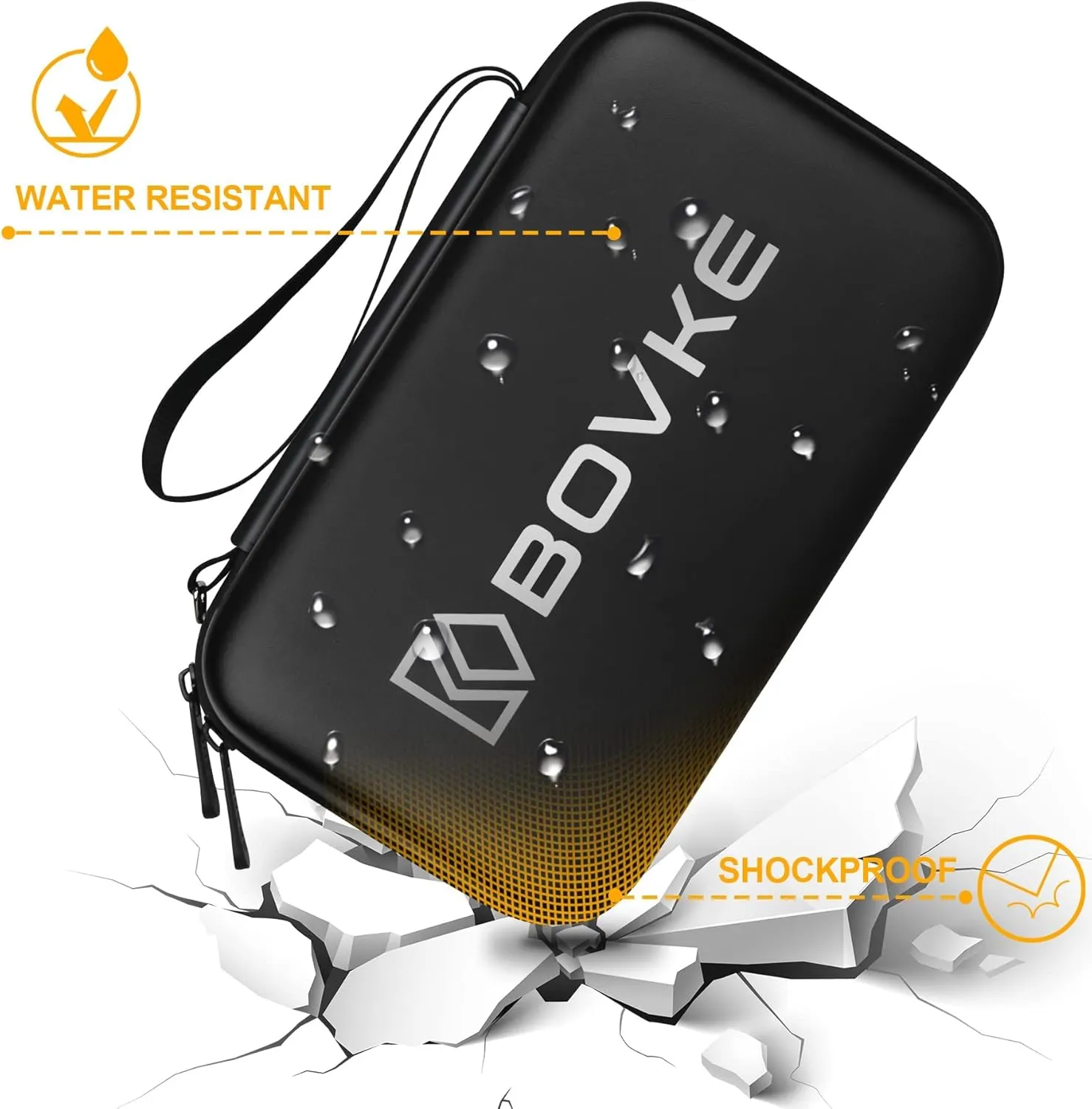 BOVKE Hard Electronics Organizer, Travel Cable Organizer Bag, Tech Organizer Case for Power Adapter Chargers Cables Earbuds Flash Drives and Other Electronics Accessories & Supplies, Black