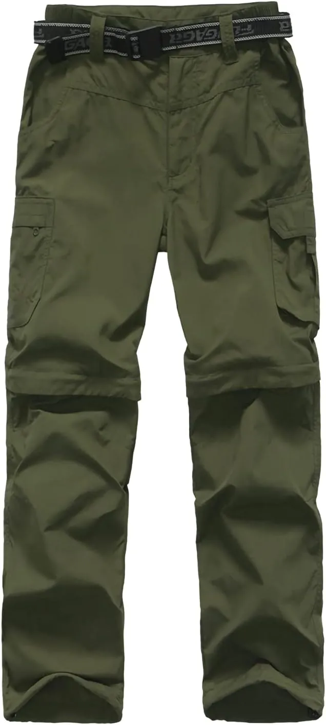 Boy’s Convertible Hiking Pants Lightweight Quick Dry Zip Off Pants for Kids Youth Outdoor UPF 50  Casual Cargo Trousers
