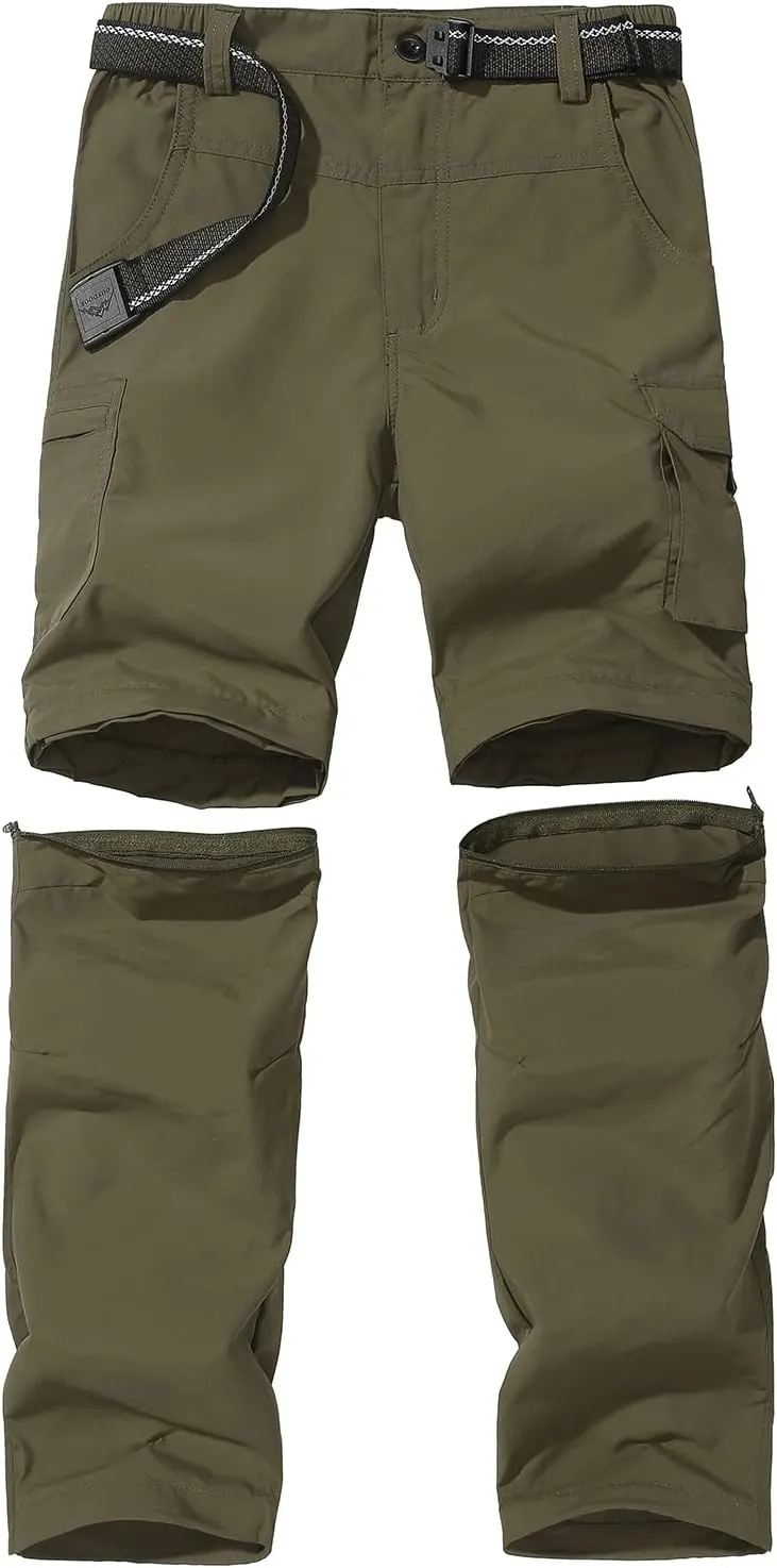 Boy’s Convertible Hiking Pants Lightweight Quick Dry Zip Off Pants for Kids Youth Outdoor UPF 50  Casual Cargo Trousers