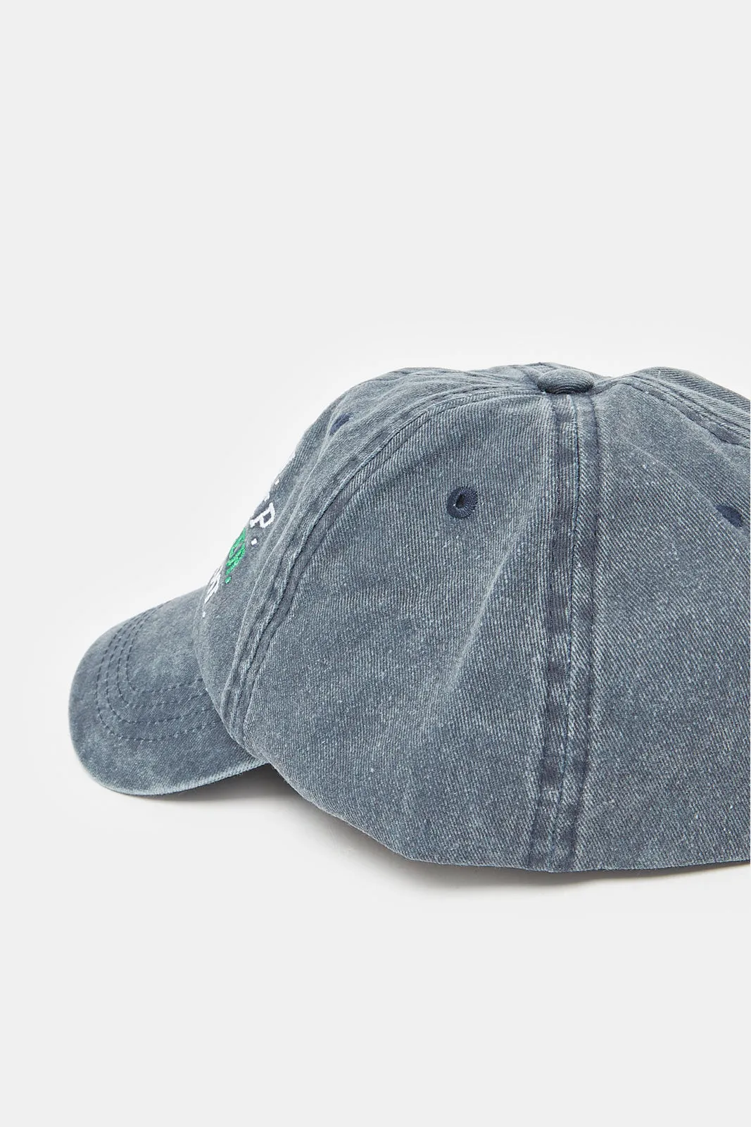 Boys Grey Denim Embroidered Cap