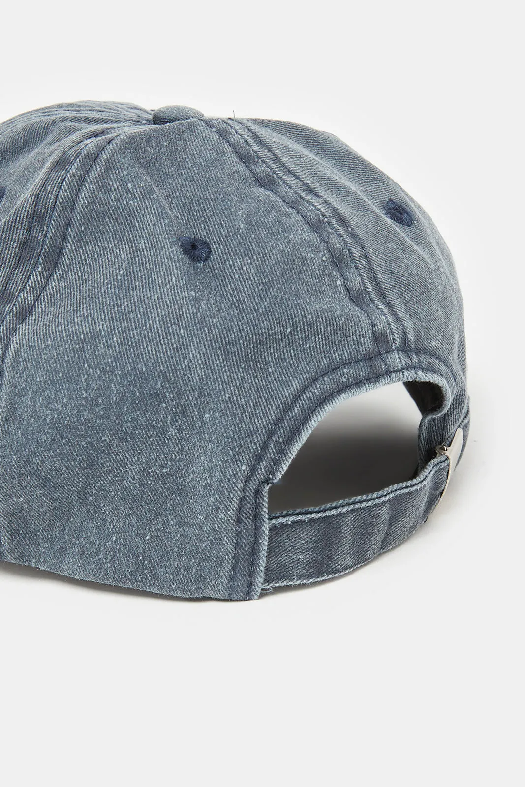Boys Grey Denim Embroidered Cap