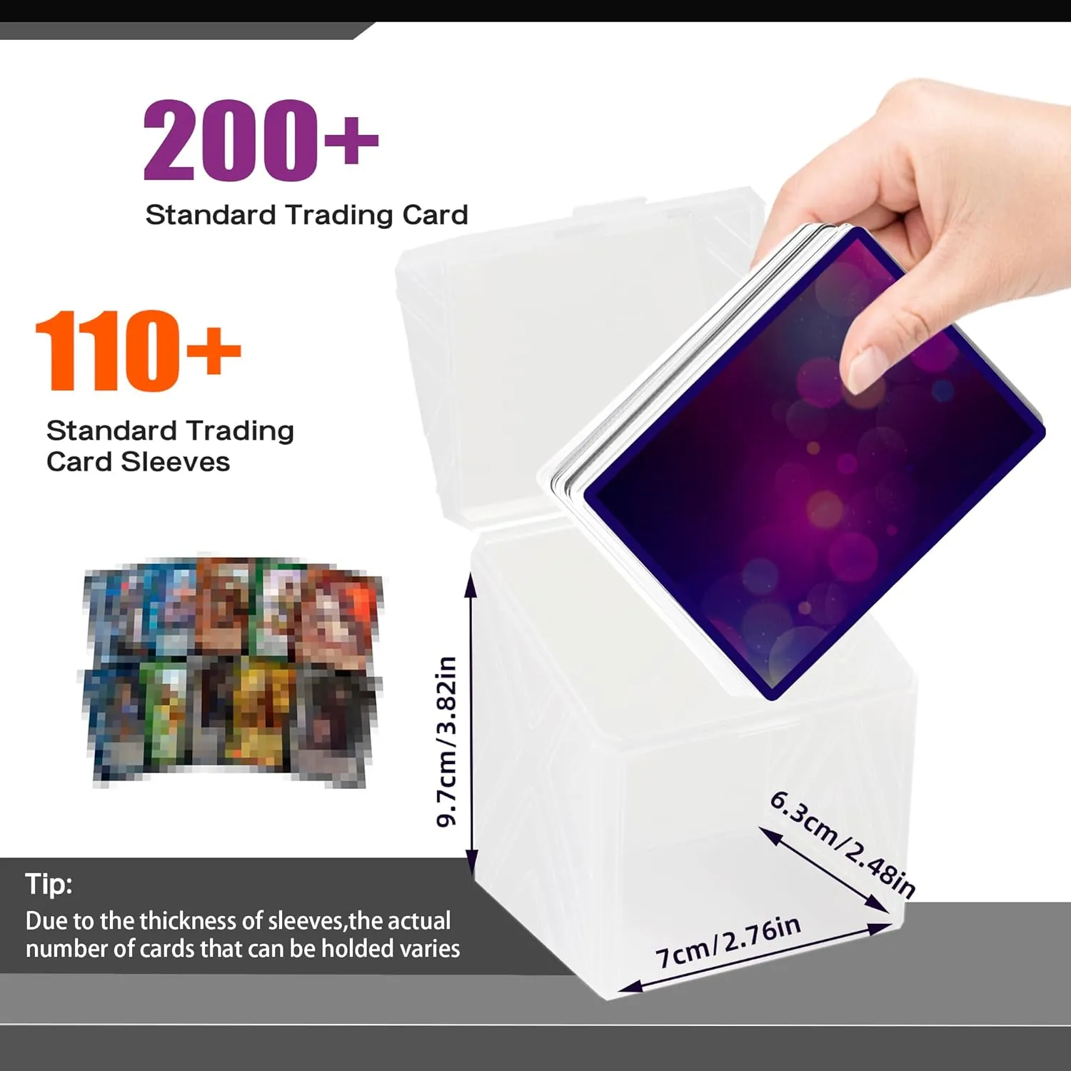 Brappo 9 Pack Card Deck Boxes for 200  Standard Size Card Storage Box, Clear Commander Card Deck CaseCompatible MTG, Trading Cards, Sport Cards.(No Cards) (Clear, 9 pack)