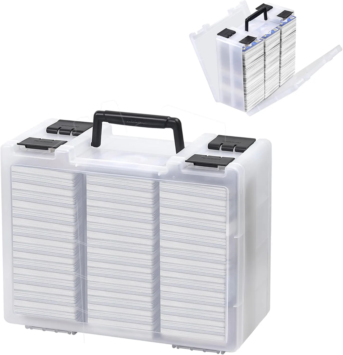 BRAPPO Trading Card Storage Box for 3200  Double Sided Card Deck Case, compatible MTG and TCG and Sport Cards etc game cards.(Excluding cards) (Clear)