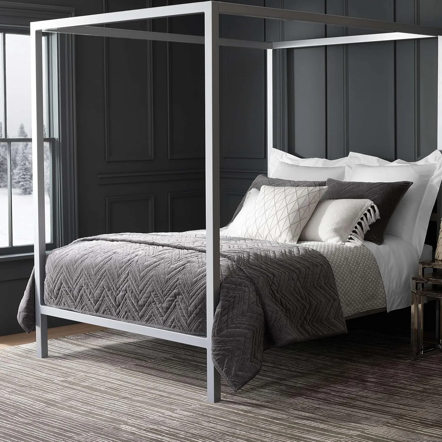 Brentwood Velvet Shale Quilt, King Size, Grey Solid Pattern