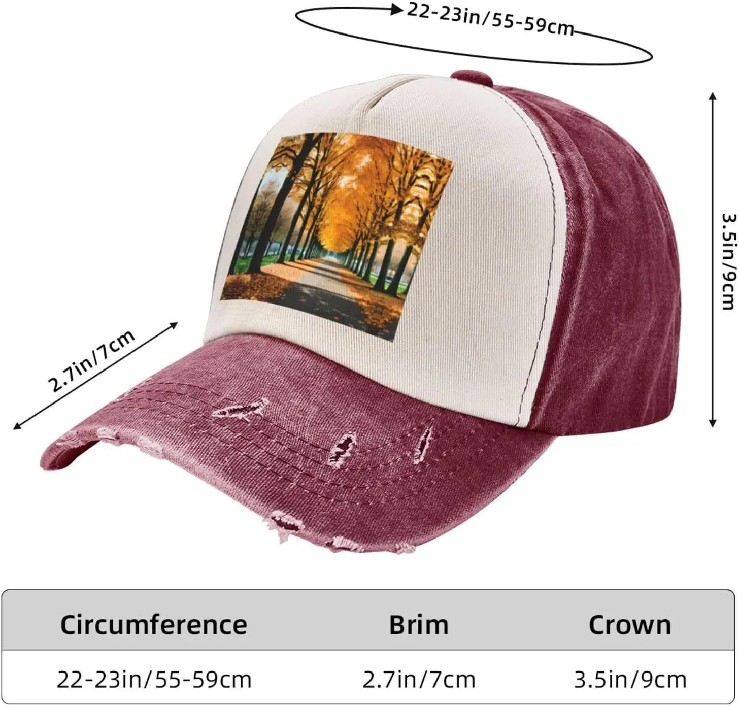 Bright Cabbage Unisex Adjustable and Breathable Sporty Denim Hat,Stylish Baseball Cap for Outdoor Activities
