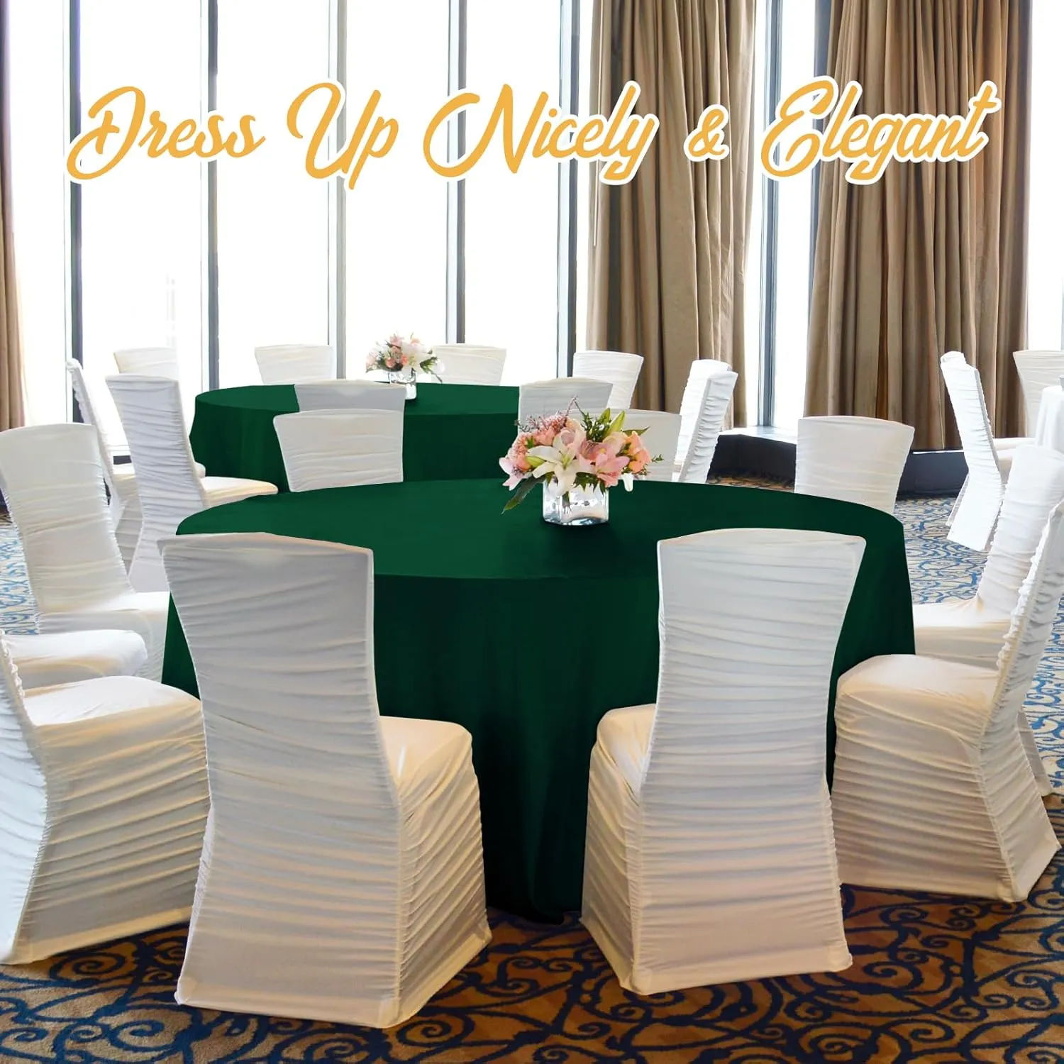 BRILLMAX 6 Pack Hunter Green Round Tablecloths 132 Inch - Circle Bulk Linen Polyester Fabric Washable Table Cloth Cover for Wedding Reception Banquet Birthday Party Buffet Restaurant