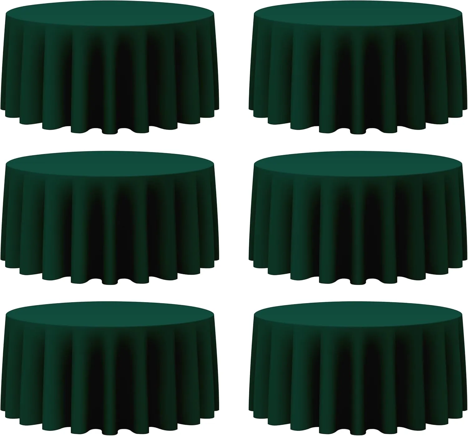 BRILLMAX 6 Pack Hunter Green Round Tablecloths 132 Inch - Circle Bulk Linen Polyester Fabric Washable Table Cloth Cover for Wedding Reception Banquet Birthday Party Buffet Restaurant