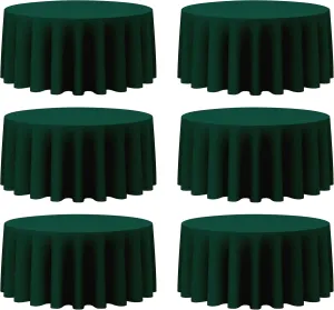 BRILLMAX 6 Pack Hunter Green Round Tablecloths 132 Inch - Circle Bulk Linen Polyester Fabric Washable Table Cloth Cover for Wedding Reception Banquet Birthday Party Buffet Restaurant