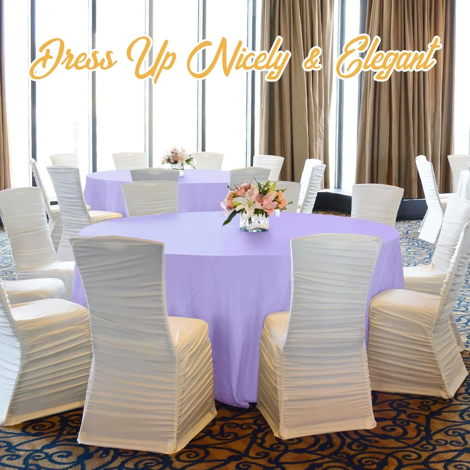 BRILLMAX 6 Pack Lavender Round Tablecloths 132 Inch - Circle Bulk Linen Polyester Fabric Washable Table Cloth Cover for Wedding Reception Banquet Birthday Party Buffet Restaurant