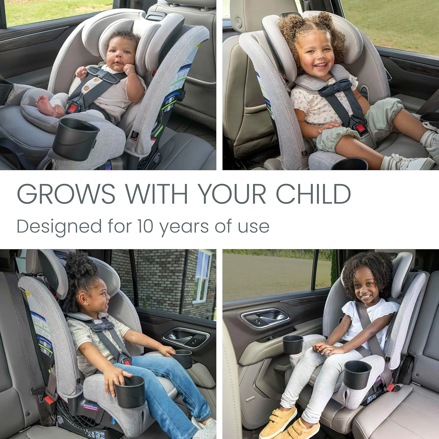 Britax One4Life Slim All-in-One Car Seat, 10 Years of Use, 17.5” SpaceSaver Design, Converts from Rear-Facing Infant Car Seat to Forward-Facing Booster Seat, ClickTight Installation, Parchment