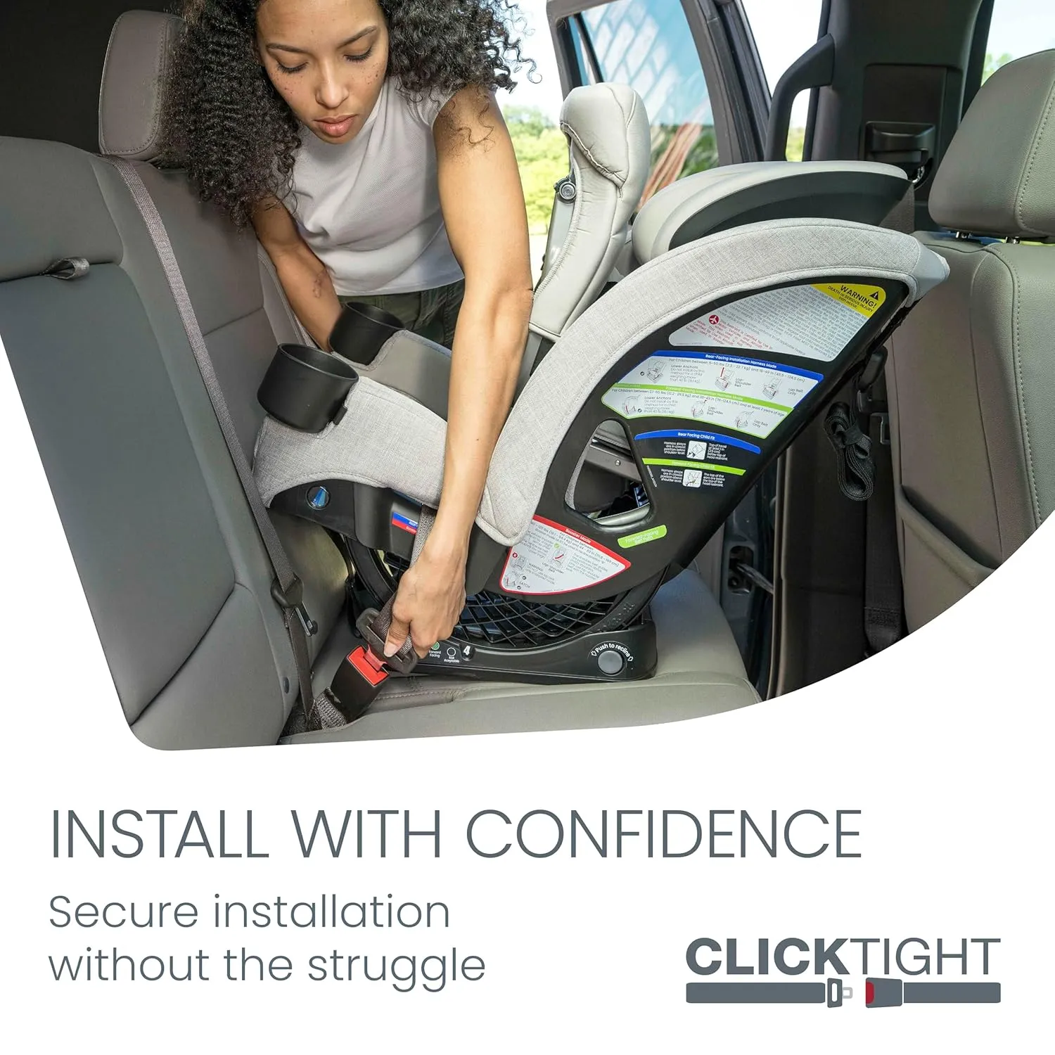 Britax One4Life Slim All-in-One Car Seat, 10 Years of Use, 17.5” SpaceSaver Design, Converts from Rear-Facing Infant Car Seat to Forward-Facing Booster Seat, ClickTight Installation, Parchment