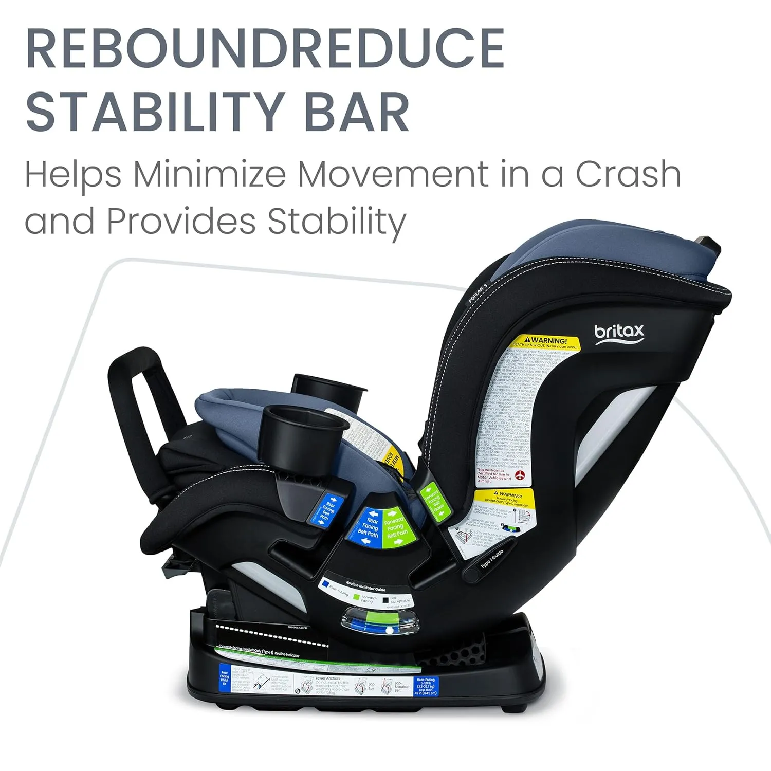 Britax Poplar S Convertible Car Seat, 2-in-1 Car Seat with Slim 17-Inch Design, ClickTight Technology, Arctic Onyx