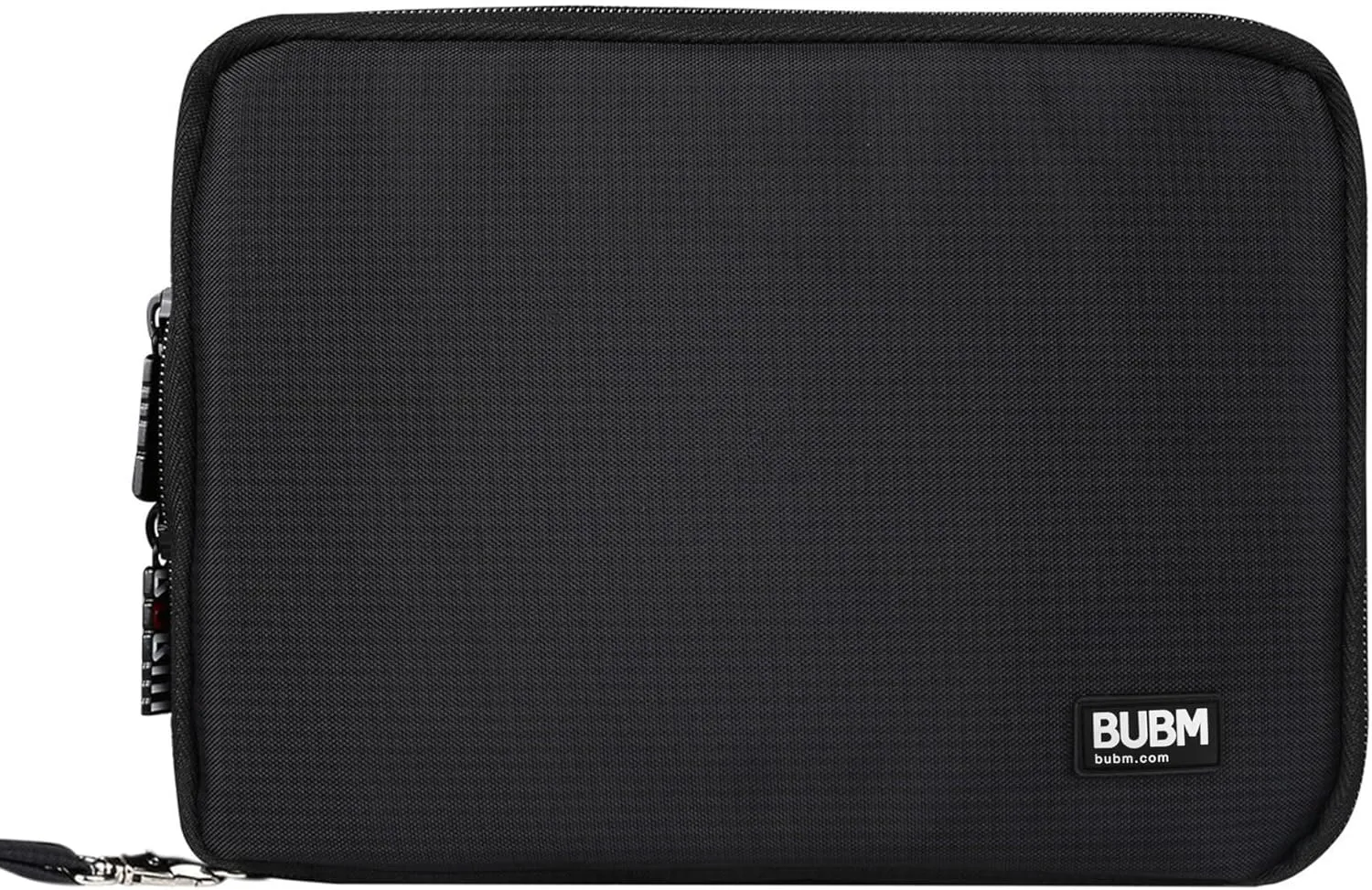 BUBM Double Layer Electronics Organizer/Travel Gadget Bag For Cables,Memory Cards,Flash Hard Drive and More,Fit For iPad Or Tablet(Up To 9.7")--Large, Black