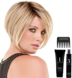 BUNDLE - 5 Items: Ignite AVERAGE SIZE Heat Friendly Synthetic Wig by Jon Renau, Christy's Wigs Q & A Booklet, HD Smooth Detangler, Synthetic Shampoo & Wide Tooth Comb - Color: 14/26